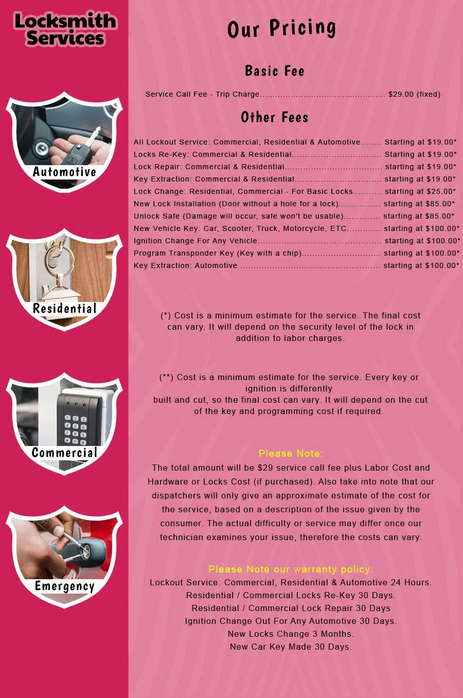 Raritan NJ Locksmith Store Raritan, NJ 908-378-8987 - price-list-c-18